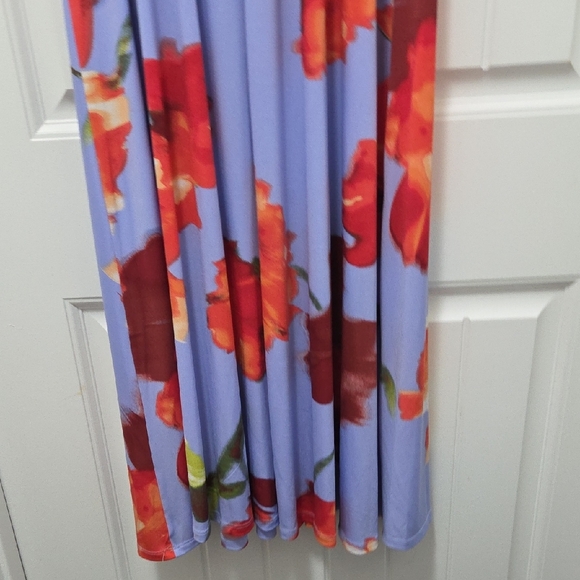 Calvin Klein Floral Print Midi Dress - Blue and Red - Picture 7 of 7